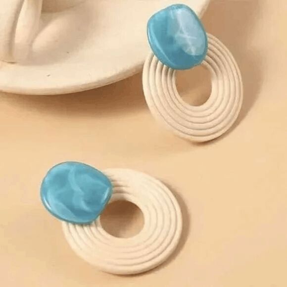 2/$21 Bohemian Wooden Round Ladies Earrings - Picture 1 of 7